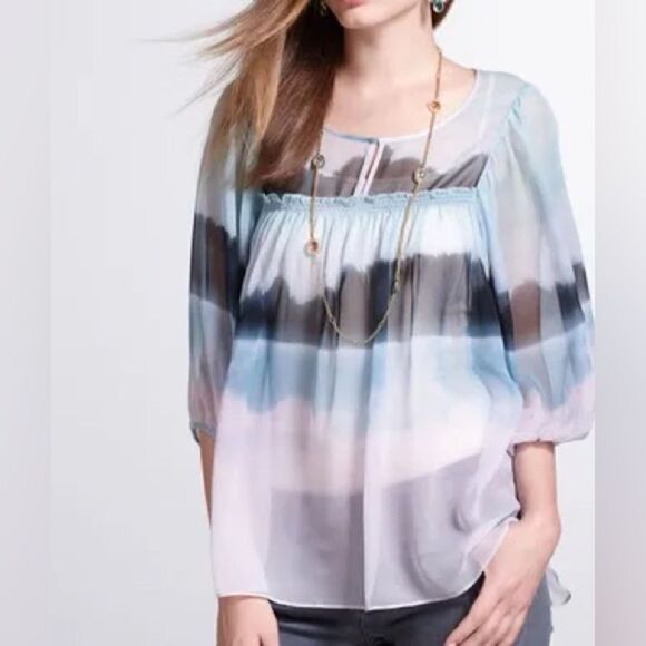 Anthropologie Sophie Duran 100% Silk Watercolor Top - Picture 10 of 10